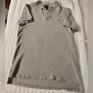 VTG Polo by Ralph Lauren Men's L‎ Solid Gray Polo Shirt Red Logo Preppy Classic